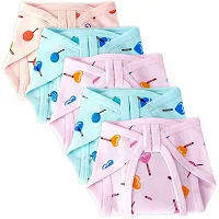 MW PRINTS Baby Soft Premium Cotton Washable Reusable Baby Cushioned Padded Cotton Hosiery Cloth Nappy | Diaper | Langot (Pack of 5) 0-6 Months-thumb1
