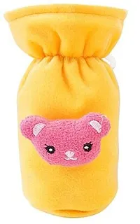 Mw Prints Soft Plush Stretchable Baby Feeding Bottle Cover Easy to Hold Strap with Cute Animated CartoonSuitable for 60-125 Ml Feeding Bottle(Dark Pink-Yellow)-thumb1