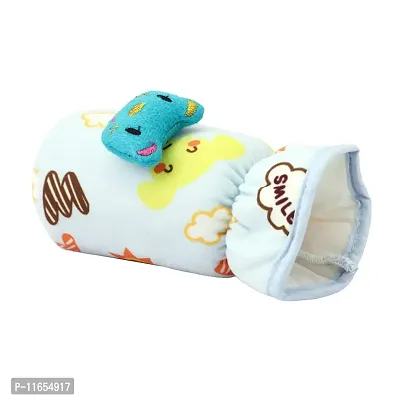 MW PRINTS Soft Plush Stretchable Baby Feeding Bottle Cover with Easy to Hold Strap | Cute Animated Overall Print Suitable for 125ml-250ml (Blue & Yellow)-thumb5