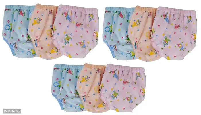 MW PRINTS Wateproof Reusable Baby Panty For 0-6 Months New Born Baby (Outside PVC Inside Soft Terry Towel) (PVC Pants (Pack of 9)