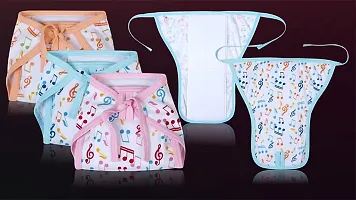 MW PRINTS Baby Cotton Nappies - Random Printed, Reusable, Cushioned Nappy for Newborns and Infants (0-3 Months,)-thumb2