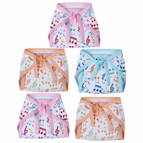 MW PRINTS Baby Cotton Nappies - Random Printed, Reusable, Cushioned Nappy for Newborns and Infants