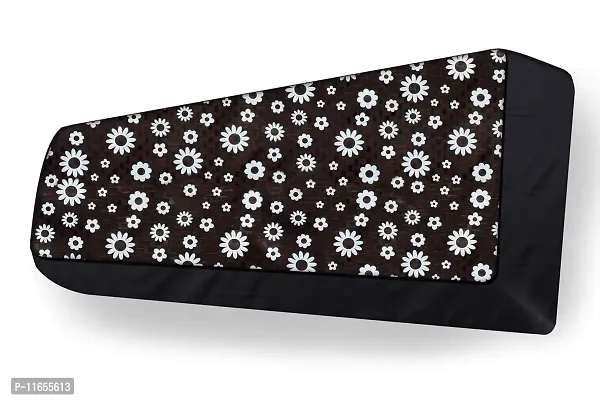 MW PRINTS Split Ac Cover Indoor Unit for 1.5 Ton Capacity Water Resistance & DustProof (Black White Flower)-thumb0