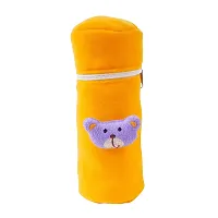Mw Prints Soft Plush Stretchable Baby Feeding Bottle Cover Easy to Hold Strap with Cute Animated Cartoon Suitable for 130-250 Ml Feeding Bottle(Dark Pink-Yellow)-thumb1