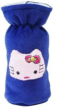 Mw Prints Soft Plush Stretchable Baby Feeding Bottle Cover Easy to Hold Strap with Cute Animated Cartoon Suitable for 60-125 Ml Feeding Bottle(Dark Blue-Light Pink)-thumb1
