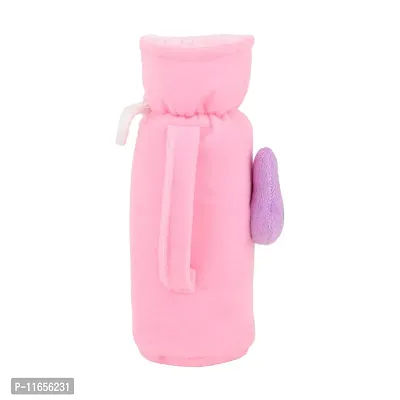 MW PRINTS Soft Plush Stretchable Baby Feeding Bottle Cover Easy to Hold Strap with Animated Cartoon Suitable for 125 ML-250 ML Feeding Bottle (Pink & Red)-thumb3