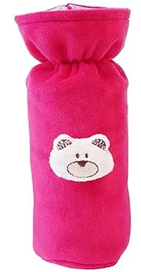 MW PRINTS Soft Plush Stretchable Baby Feeding Bottle Cover Easy to Hold Strap with Cute Animated Cartoon Suitable for 130-250 Ml Feeding Bottle Pack of 2 (Dark Pink & Dark Blue)-thumb1