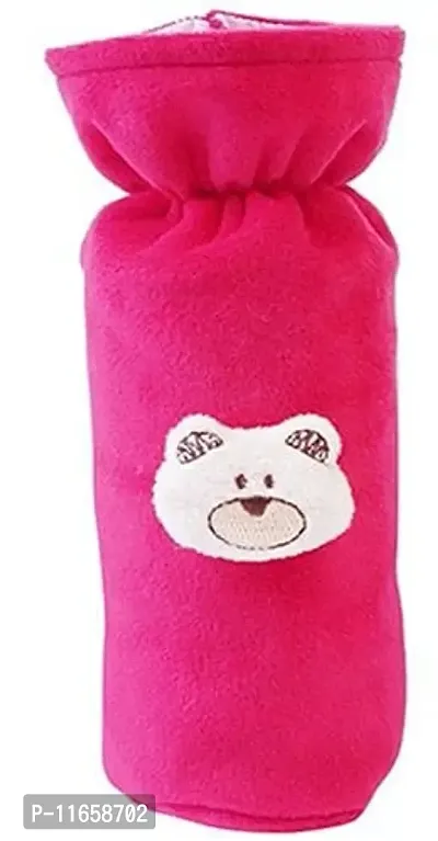 MW PRINTS Soft Plush Stretchable Baby Feeding Bottle Cover Easy to Hold Strap with Cute Animated Cartoon Suitable for 130-250 Ml Feeding Bottle Pack of 2 (Dark Pink & Dark Blue)-thumb2