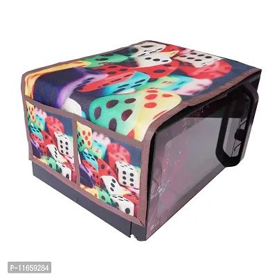 MW PRINTS Microwave Oven Top Cover With 4 Utility Pockets Attractive Digital Prints Dustproof(Multicolor)-thumb0
