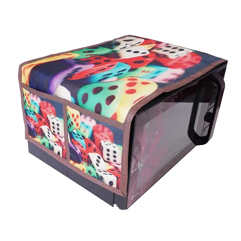 MW PRINTS Microwave Oven Top Cover With 4 Utility Pockets Attractive Digital Prints Dustproof(Multicolor)