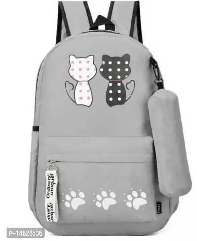 Stylish Backpack For Girls Grey-thumb0