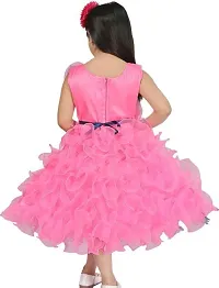 Fabulous Pink Polyester Printed Party Wear Frocks For Girls-thumb1