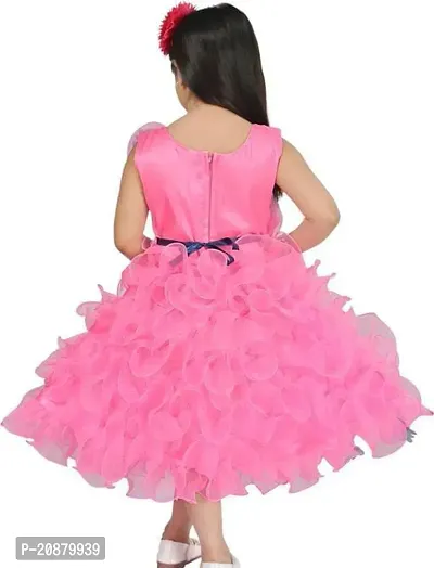 Fabulous Pink Polyester Printed Party Wear Frocks For Girls-thumb2