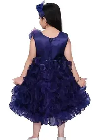 Fabulous Blue Polyester Printed Party Wear Frocks For Girls-thumb1