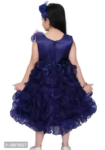 Fabulous Blue Polyester Printed Party Wear Frocks For Girls-thumb2