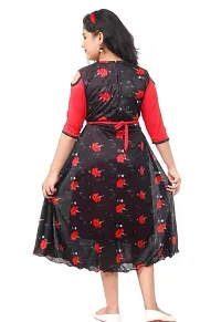 Fabulous Red Polyester Printed Party Wear Frocks For Girls-thumb1