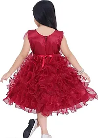Fabulous Red Polyester Printed Party Wear Frocks For Girls-thumb1