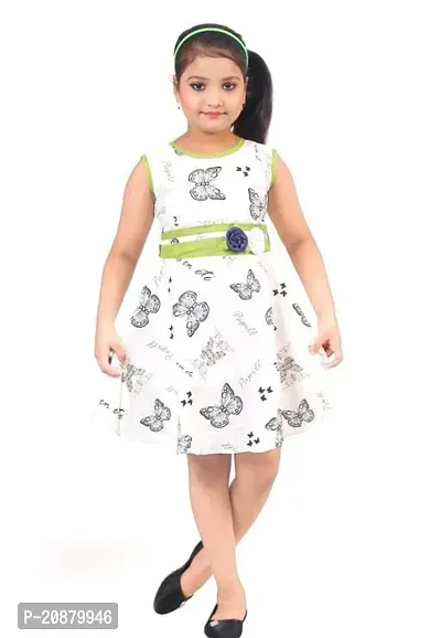 Fabulous White Cotton Printed Party Wear Frocks For Girls