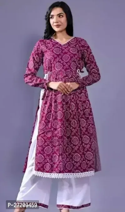 Beautiful Rayon Pink Printed Kurta Bottom Set For Women