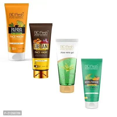 Bio Fresh Ubtan Face Wash And Bio Fresh Aloevera Gel And Bio Neem Turmeric Face Wash And Bio Fresh Papaya Face Wash Combo