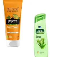 Yhi Neem Aloevera Body Lotion Bio Fresh Papaya Face Wash Combo-thumb1