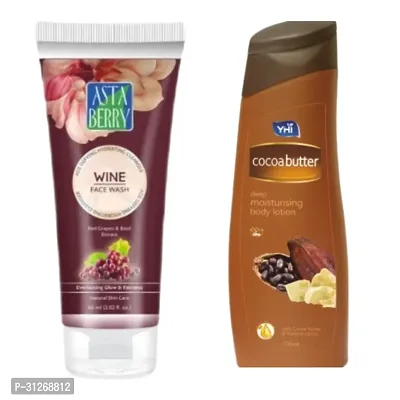 Yhi Cocoabutter Body Lotion Astaberry Wine Face Wash Combo-thumb2