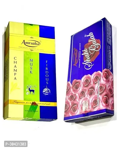 Classic Amrutha 3 In 1 Champa and Amrutha Shahi Gulab Premium Dhoop Sticks Combo-thumb0