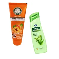 Yhi Neem Aloevera Body Lotion Fresh Look Acne Control Apricot Scrub Combo-thumb1