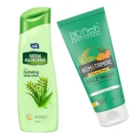 Yhi Neem Aloevera Body Lotion Bio Fresh Neem Turmeric Face Wash Combo-thumb1