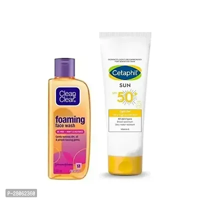 Cetaphil Combination Skin Sun Spf 30 Sunscreen, Very High Protection Light Gel, Water Resistant, 100 Ml, Clean  Clear Foaming Facewash (COMBO)