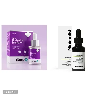 The Derma Co 10% Niacinamide Face Serum with Zinc for Acne Marks and Minimalist 10% Niacinamide Face Serum, Blemishes (combo Pack)