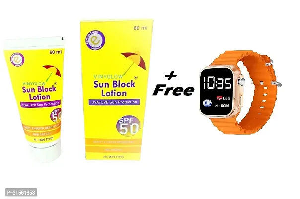 Natural Skin Sun Block Lotion  with Digital Watch