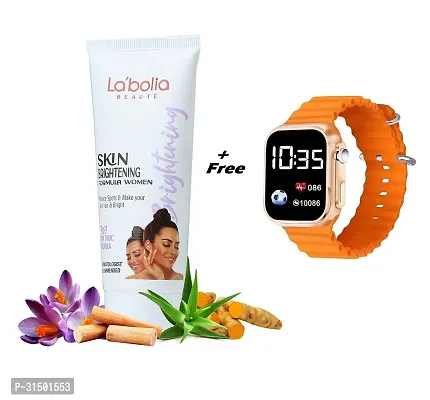 Natural Skin Whitening Cream with Digital Watch