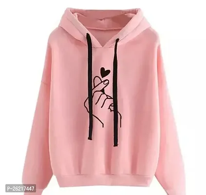 Reliable Pink Fleece Printed Hooded Sweatshirts For Women-thumb0