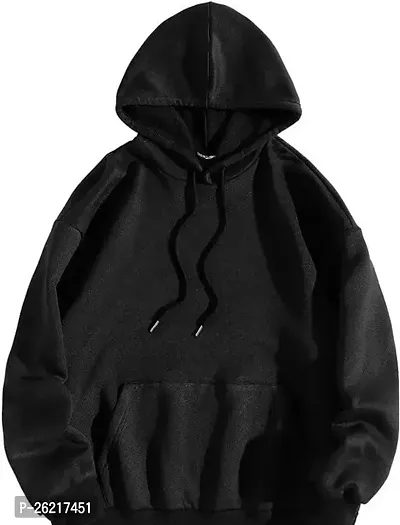 Reliable Black Fleece Solid Hooded Sweatshirts For Women-thumb0