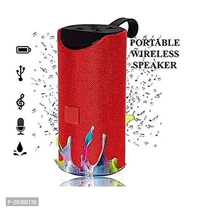 T-113 Bluetooth Speaker Portable Outdoor Rechargeable Wireless Speakers Sound bar Sub Woofer Loudspeaker TF MP3 in-Built Mic [A+ Quality] (Red)-thumb0
