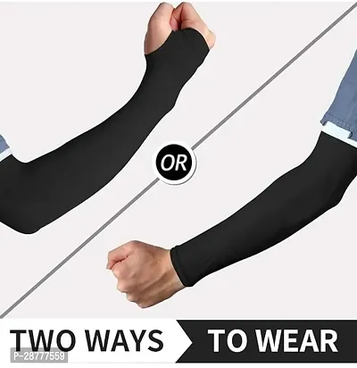 Stylish Nylon Solid Arm Sleeve for Unisex, 1 Pair-thumb5