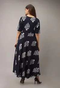 Kanika's Women's Solid Placement Printed Full Long Gown Dress Kurti for Casual and Work wear for Women and Girls (Navy Blue) (XX-Large)-thumb4