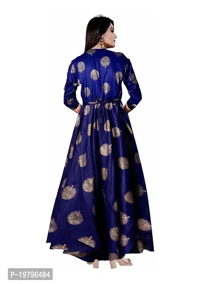 Kanika's Women's Latest Western Rayon Fit  Flare Maxi Dress/Gown for Women Blue (XX-Large)-thumb2