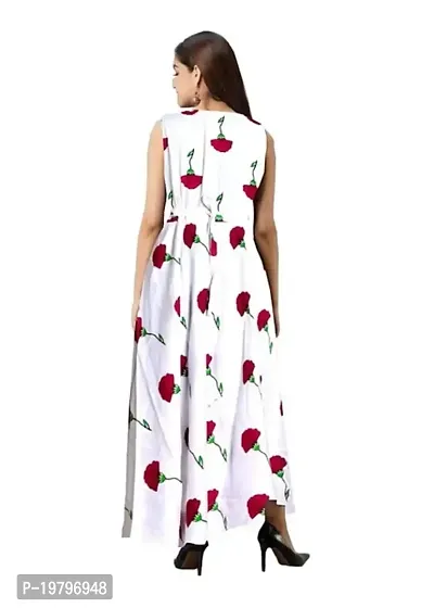 Kanika's Women's Printed Rayon Fabric Long Anarkali Kurti for Women and Girls (XX-Large) White-thumb2