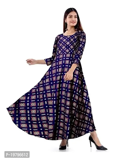 Kanik'a Creation Rayon Printed Blend Stitched Gown for Women.