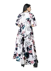 Kanika's WhitePink Women Printed Gown Kurta Rayon Printed Maxi Long Gown Dress. (Large)-thumb1