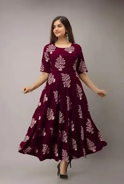 Womens Full Long Gown Dress Kurti for Casual and Work wear for Women and Girls