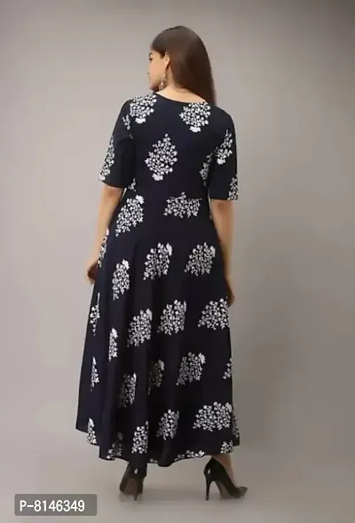 Womens Printed Full Long Gown Dress Kurti for Casual and Work wear for Women and Girls-thumb2
