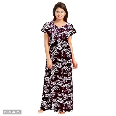 Elegant Brown Cotton Printed Gowns For Women