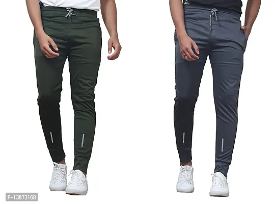 Stylish Multicoloured Cotton Spandex  Regular Track Pants For Men Pack Of 2