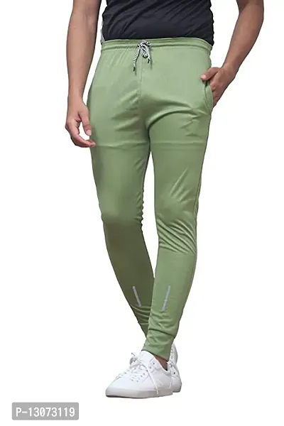 Stylish Green Cotton Spandex  Regular Track Pants For Men