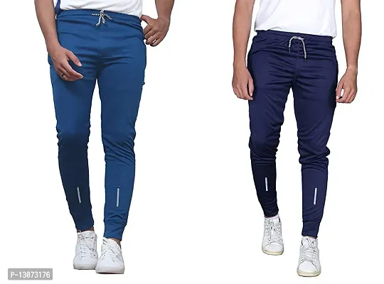 Stylish Multicoloured Cotton Spandex  Regular Track Pants For Men Pack Of 2