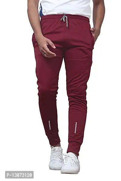 Stylish Maroon Cotton Spandex  Regular Track Pants For Men