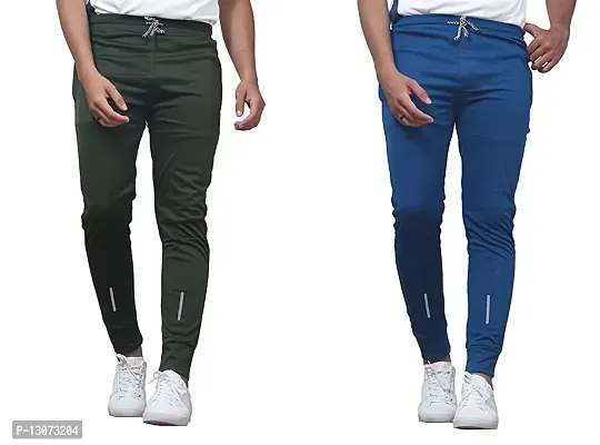 Stylish Multicoloured Cotton Spandex  Regular Track Pants For Men Pack Of 2